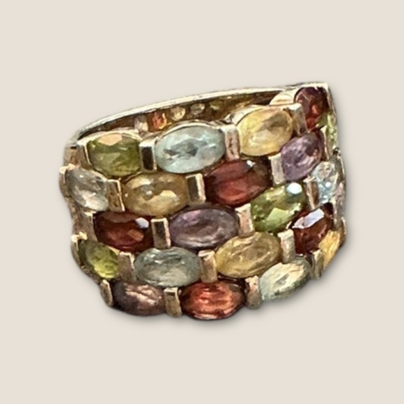 Gold over Sterling Muli Gemstone Ring - Picture 4 of 6